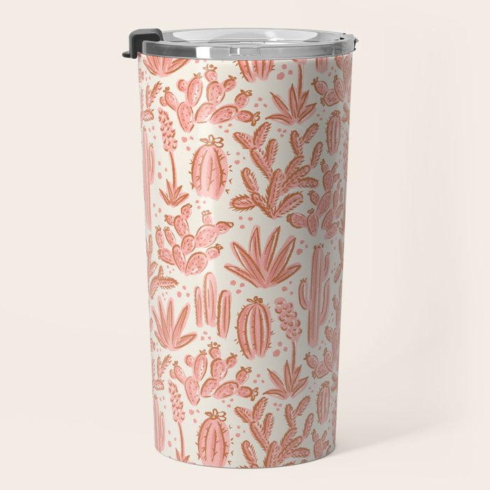 Cactus Desert - pink and copper Travel Mug Gallery Image 3