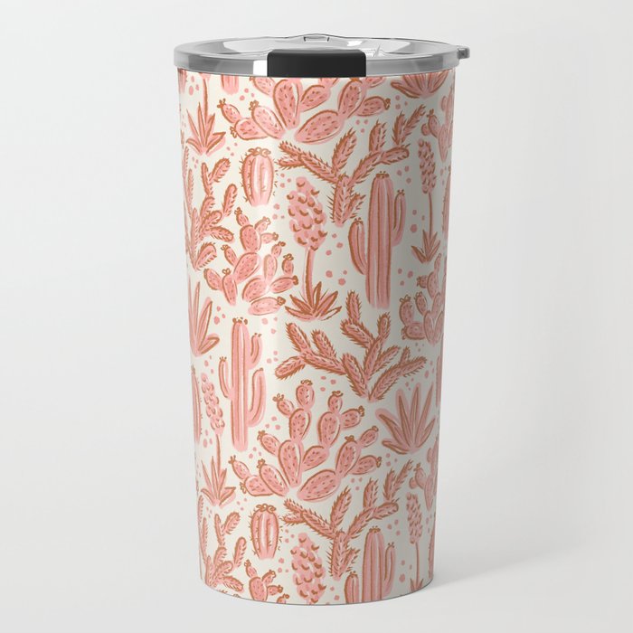 Cactus Desert - pink and copper Travel Mug Gallery Image 1