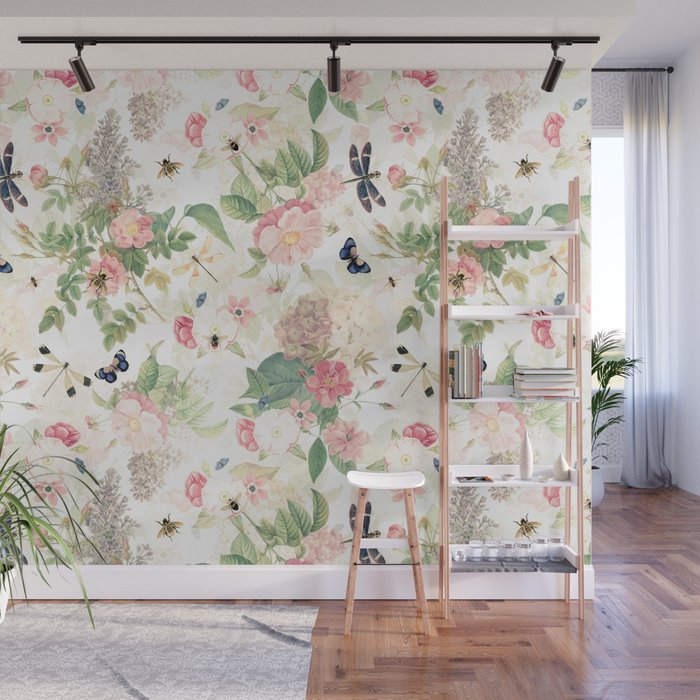 Vintage & Shabby Chic - Botanical Flower Roses Garden Wall Mural Gallery Image 1
