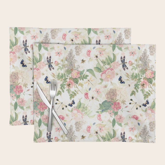 Vintage & Shabby Chic - Botanical Flower Roses Garden Placemat Gallery Image 1