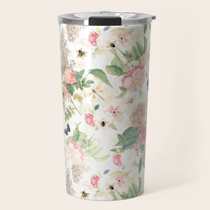 Vintage & Shabby Chic - Botanical Flower Roses Garden Travel Mug Gallery Image 1