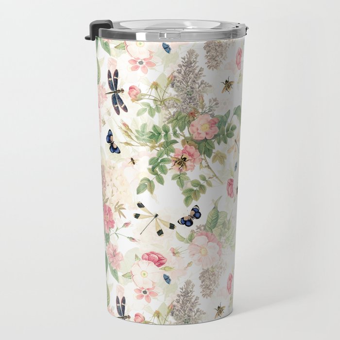 Vintage & Shabby Chic - Botanical Flower Roses Garden Travel Mug Gallery Image 3