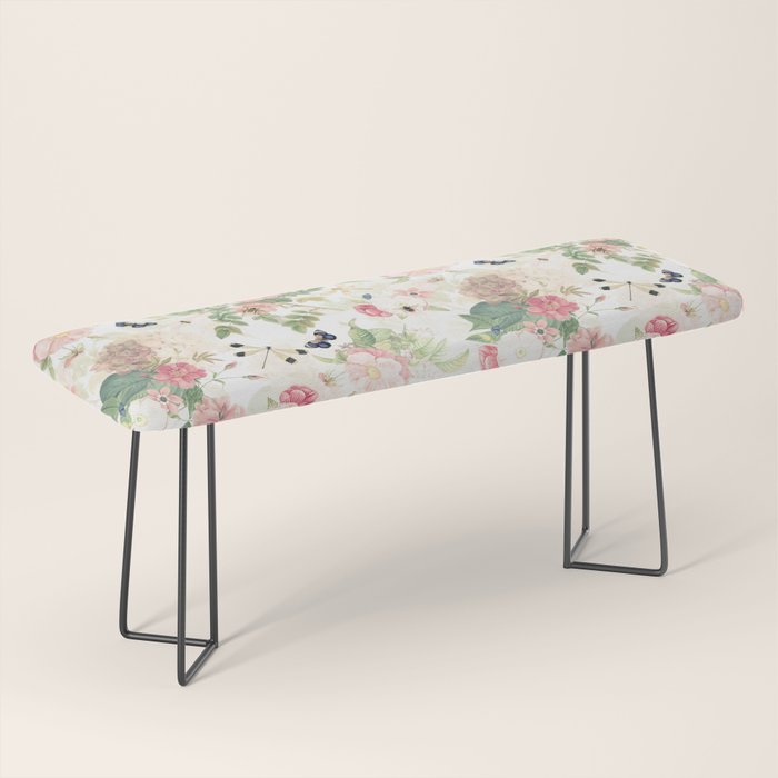 Vintage & Shabby Chic - Botanical Flower Roses Garden Bench Gallery Image 1