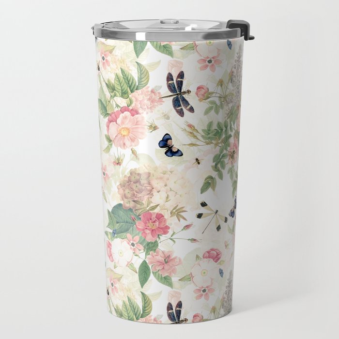 Vintage & Shabby Chic - Botanical Flower Roses Garden Travel Mug Gallery Image 2