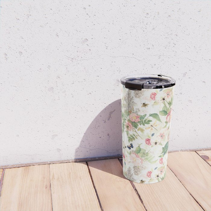 Vintage & Shabby Chic - Botanical Flower Roses Garden Travel Mug Gallery Image 4