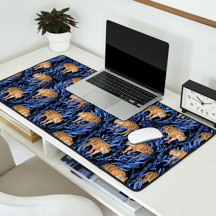 Tiger and leaf pattern Desk Mat Gallery Image 2