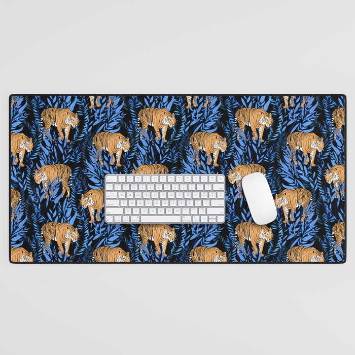 Tiger and leaf pattern Desk Mat Gallery Image 1