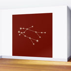 Gemini Zodiac Star Constellation Line Art Ruby Red Wall Mural Gallery Image 2
