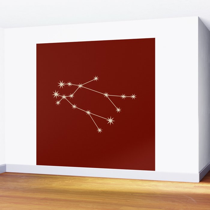 Gemini Zodiac Star Constellation Line Art Ruby Red Wall Mural Gallery Image 2