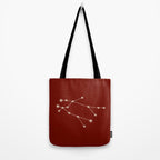 Gemini Zodiac Star Constellation Line Art Ruby Red Tote Bag Gallery Image 2