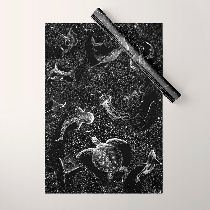 Cosmic Ocean (Black Version) Wrapping Paper Gallery Image 1