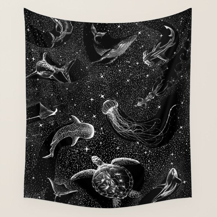 Cosmic Ocean (Black Version) Wall Tapestry Gallery Image 1