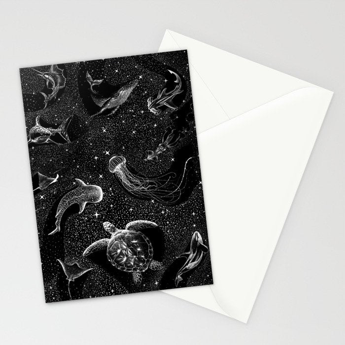 Cosmic Ocean (Black Version) Stationery Card Gallery Image 2