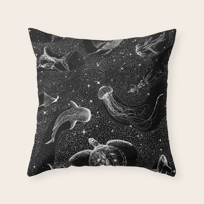 Cosmic Ocean (Black Version) Throw Pillow
