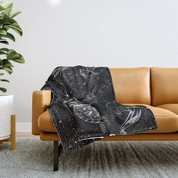 Cosmic Ocean (Black Version) Throw Blanket Gallery Image 1
