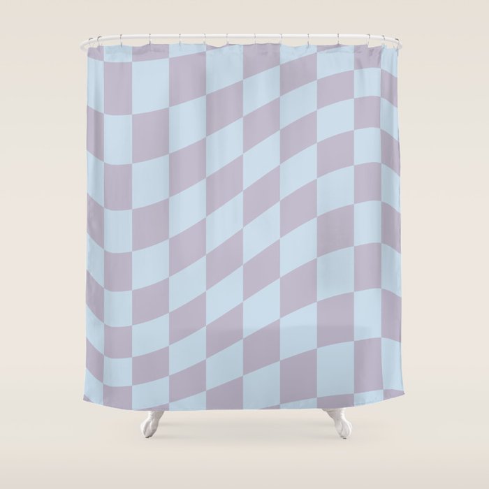 Wavy Soft Sky x Powdered Lavender Shower Curtain Gallery Image 1
