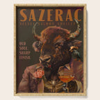 Sazerac Cocktail Art Of A Buffalo, Vintage Alcohol Wall Art For Bar, Kitchen, Man Cave Serving Tray Gallery Image 1