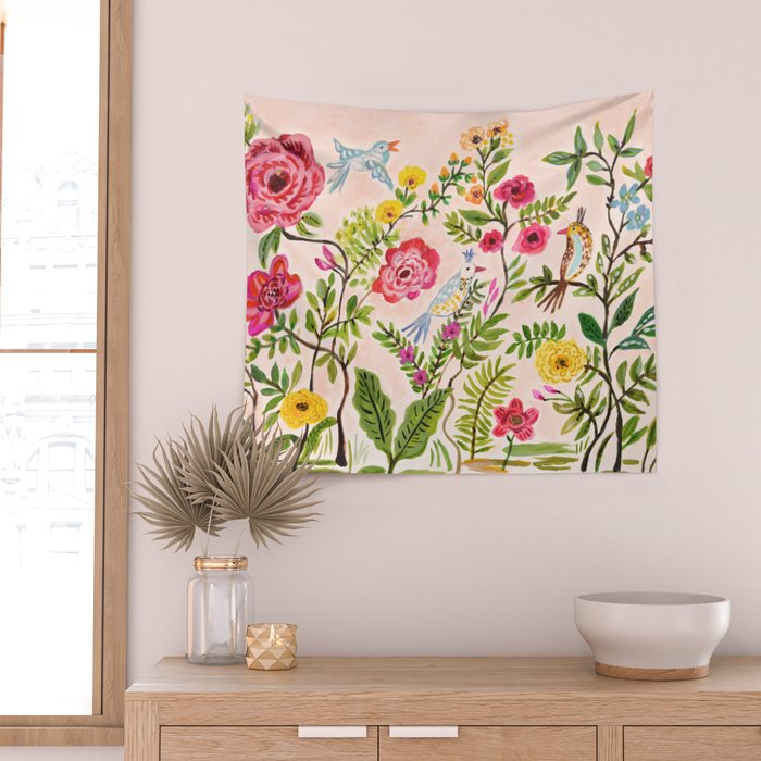 Pink Garden Dream Wall Tapestry Gallery Image 2