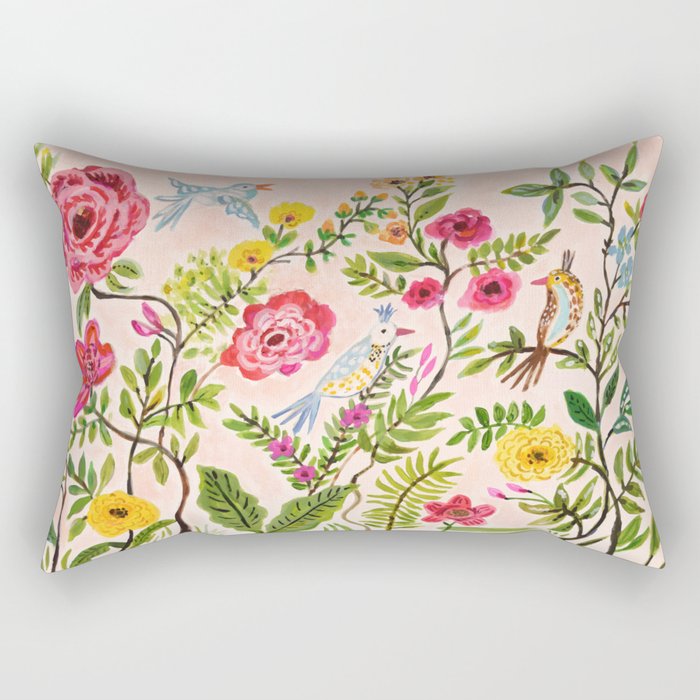 Pink Garden Dream Rectangular Pillow Gallery Image 1