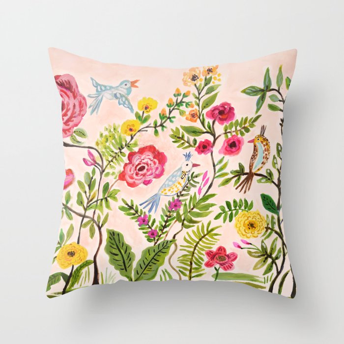 Pink Garden Dream Throw Pillow Gallery Image 1