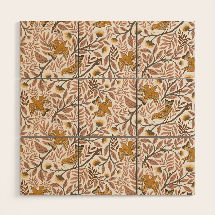 Secret Garden Birds - Neutral  Wood Wall Art Gallery Image 1