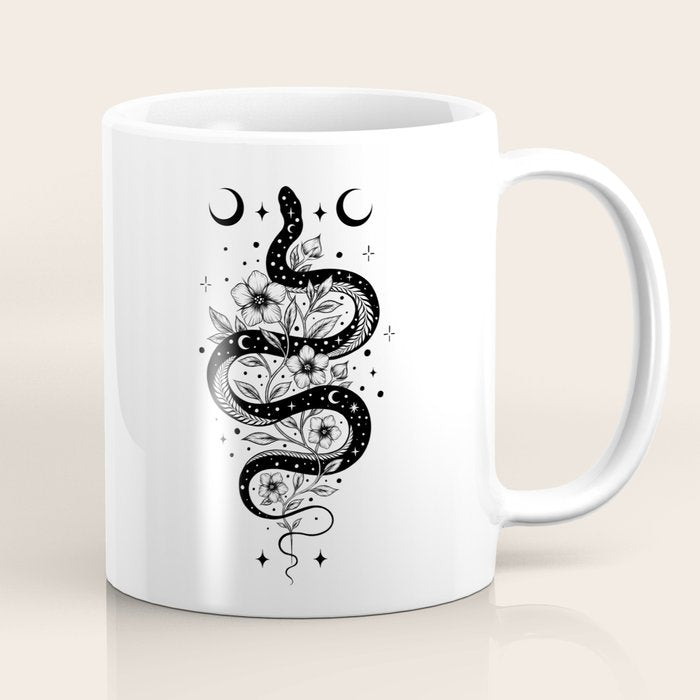 Serpent Spell -Black and White Coffee Mug Gallery Image 1
