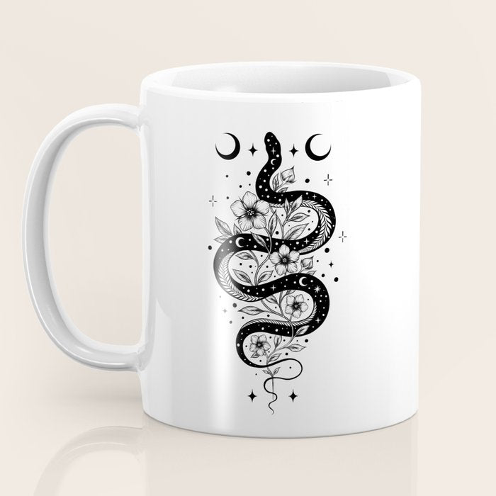 Serpent Spell -Black and White Coffee Mug Gallery Image 3