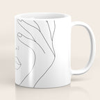 Minimal Line Art Woman with Hands on Face Coffee Mug Gallery Image 1
