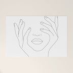 Minimal Line Art Woman with Hands on Face Welcome Mat Gallery Image 1