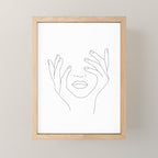 Minimal Line Art Woman with Hands on Face Mini Art Print Gallery Image 1