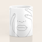 Minimal Line Art Woman with Hands on Face Coffee Mug Gallery Image 4