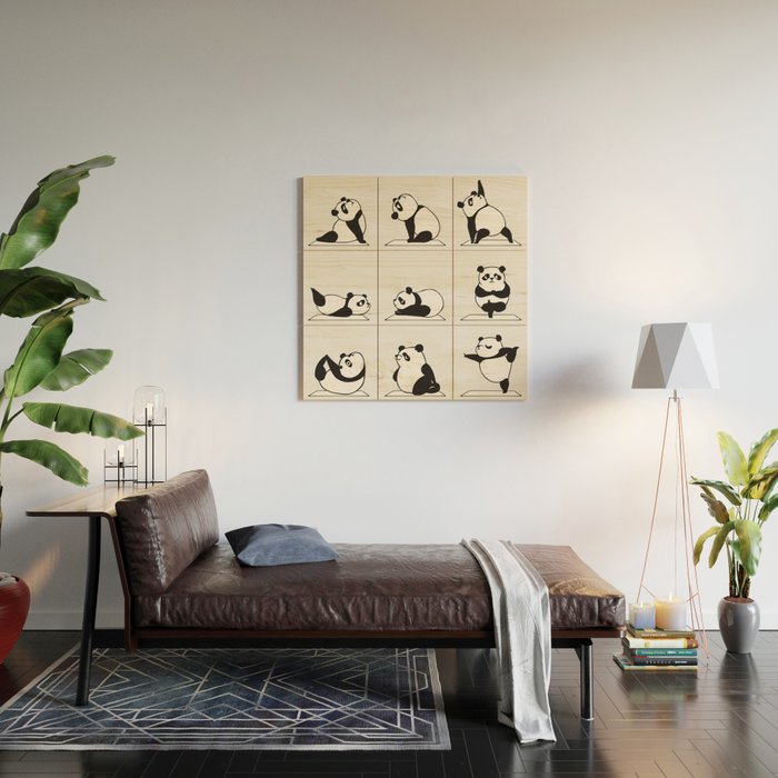 Panda Yoga Wood Wall Art Gallery Image 2