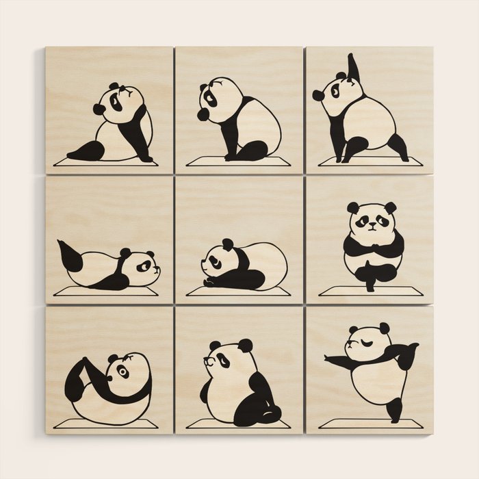 Panda Yoga Wood Wall Art Gallery Image 1
