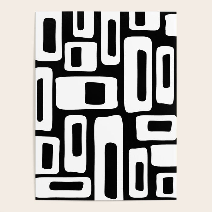 Black and White Mid Century Modern Abstract Pattern 335 Poster Gallery Image 4