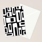 Black and White Mid Century Modern Abstract Pattern 335 Stationery Card Gallery Image 2