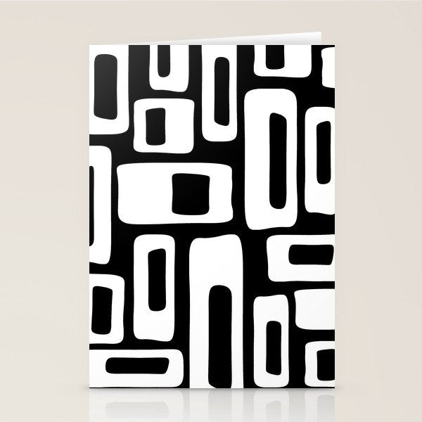 Black and White Mid Century Modern Abstract Pattern 335 Stationery Card Gallery Image 1