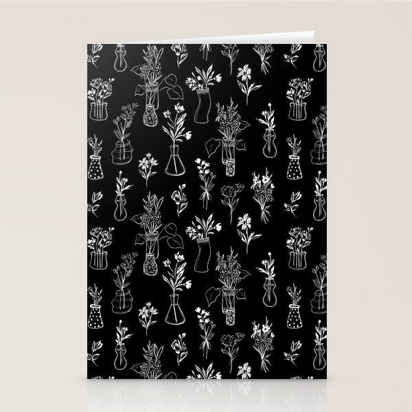 Wildflowers and vases in dark background Stationery Card Gallery Image 1