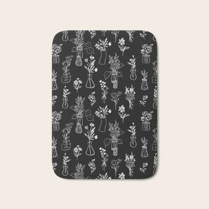 Wildflowers and vases in dark background Bath Mat Gallery Image 1