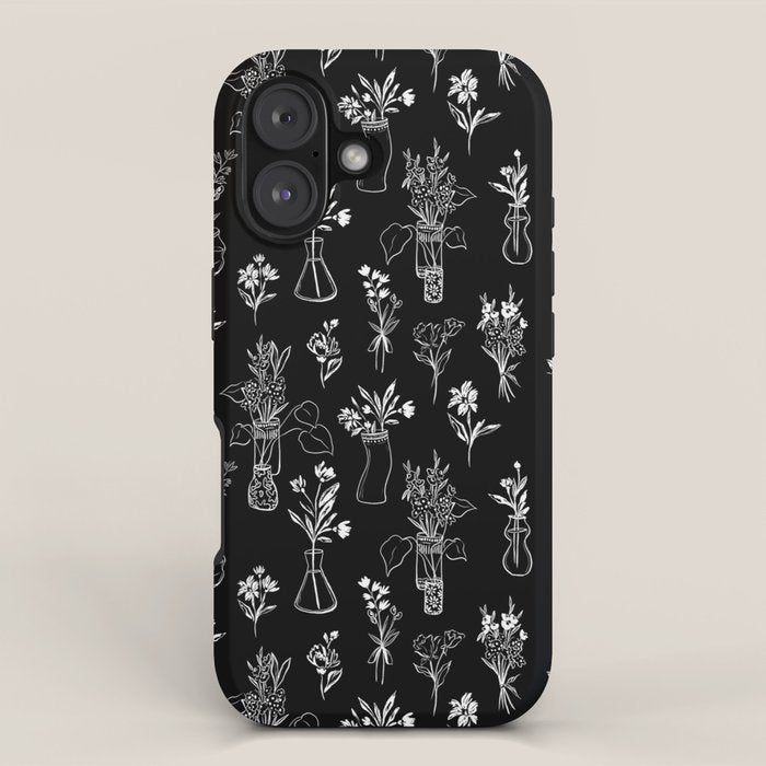 Wildflowers and vases in dark background iPhone Case Gallery Image 1