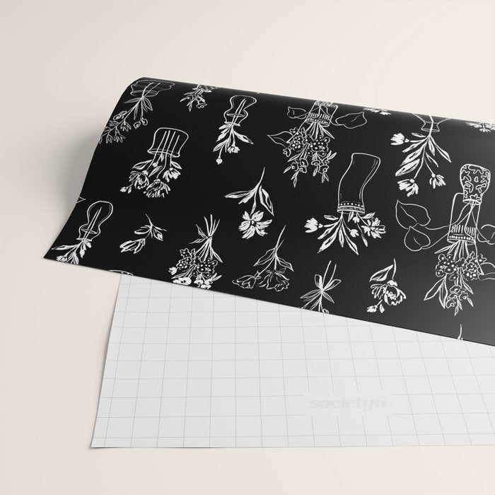 Wildflowers and vases in dark background Wrapping Paper Gallery Image 2