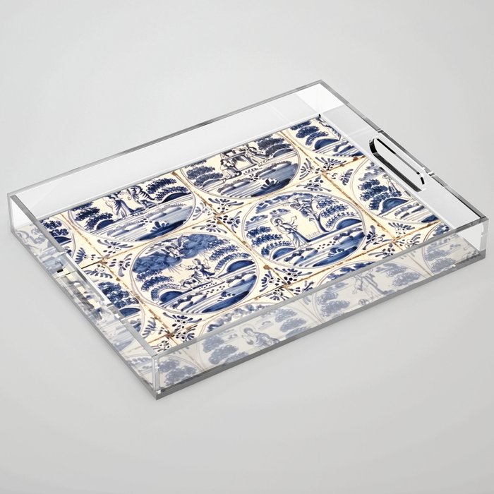 Dutch Delft Blue Tiles Acrylic Tray Gallery Image 1