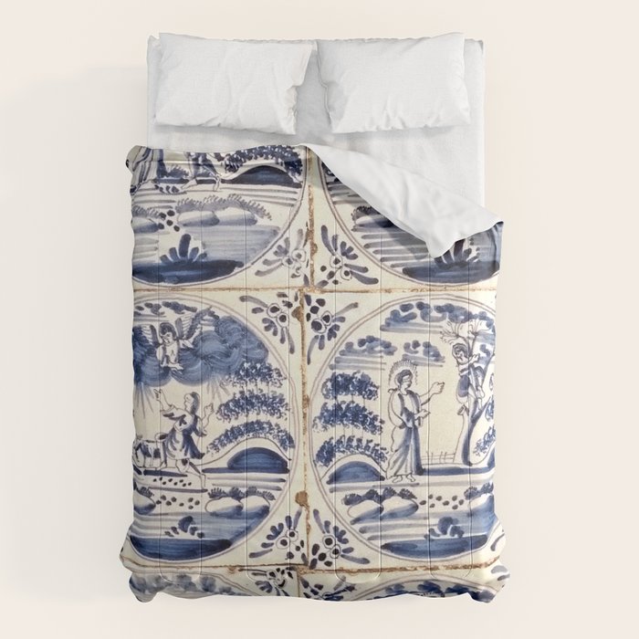 Dutch Delft Blue Tiles Comforter