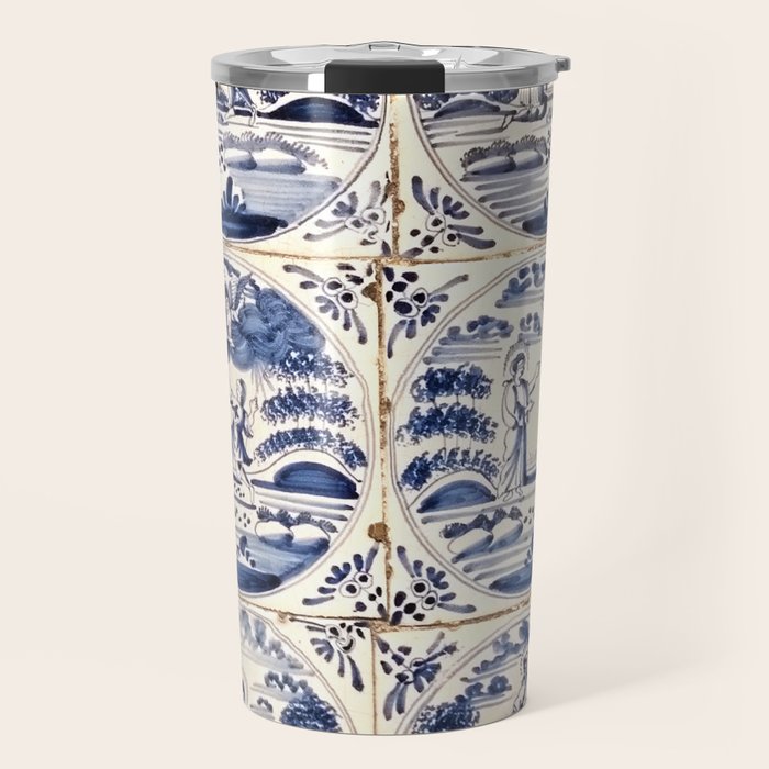 Dutch Delft Blue Tiles Travel Mug Gallery Image 1