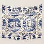 Dutch Delft Blue Tiles Wall Tapestry Gallery Image 4