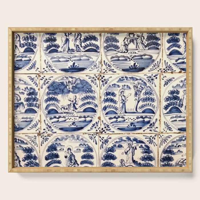 Dutch Delft Blue Tiles Serving Tray