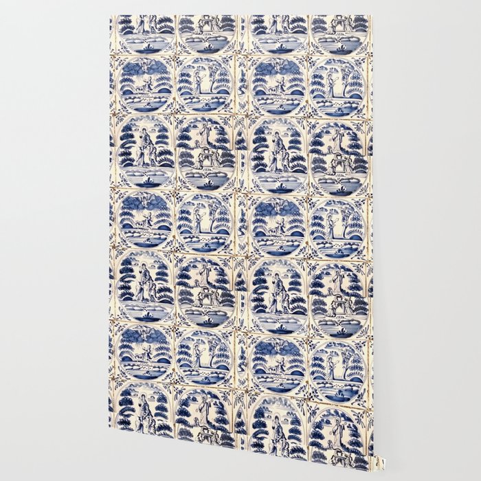 Dutch Delft Blue Tiles Wallpaper Gallery Image 2