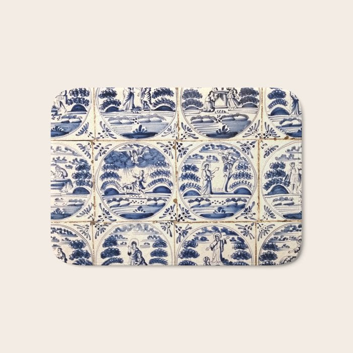 Dutch Delft Blue Tiles Bath Mat