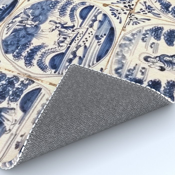 Dutch Delft Blue Tiles Rug Gallery Image 4