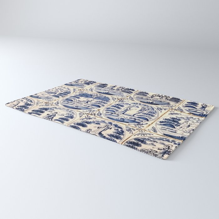 Dutch Delft Blue Tiles Rug Gallery Image 3