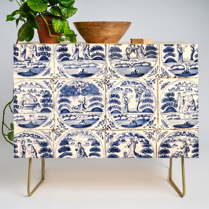 Dutch Delft Blue Tiles Credenza Gallery Image 1